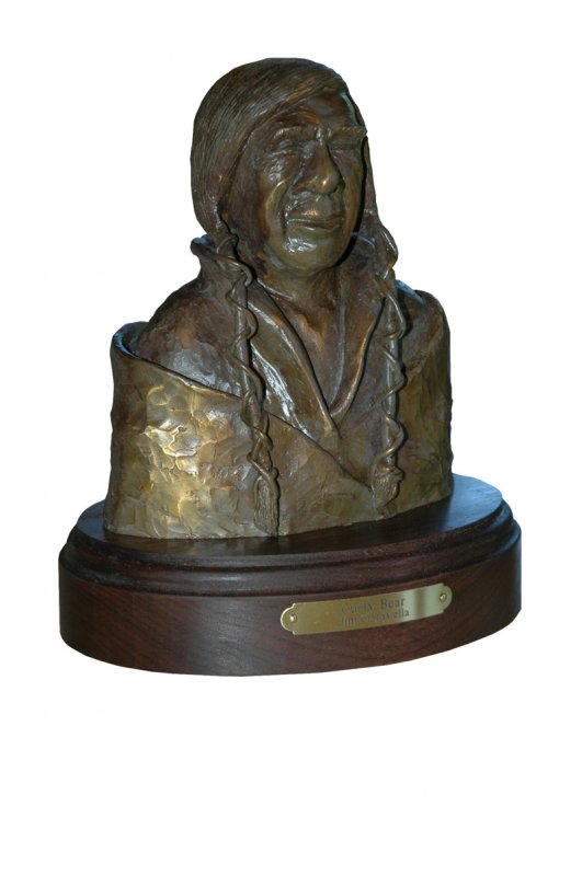 Curly Bear - Bronze Bust - Click Image to Close